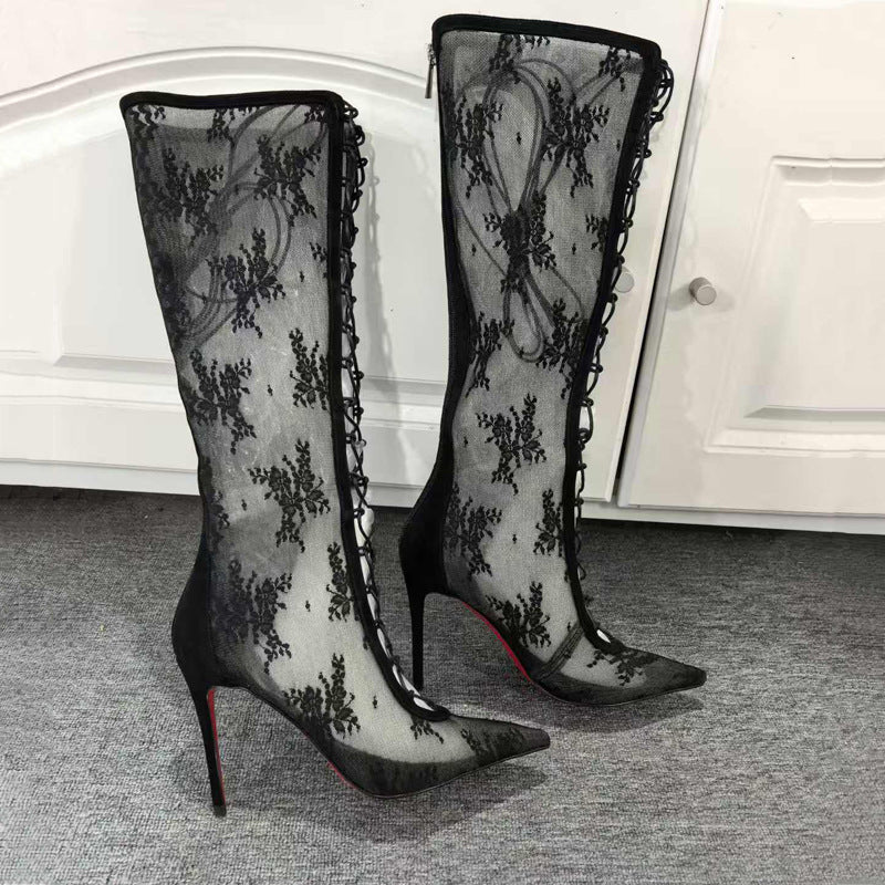 Christian Louboutin Black Lace Boots