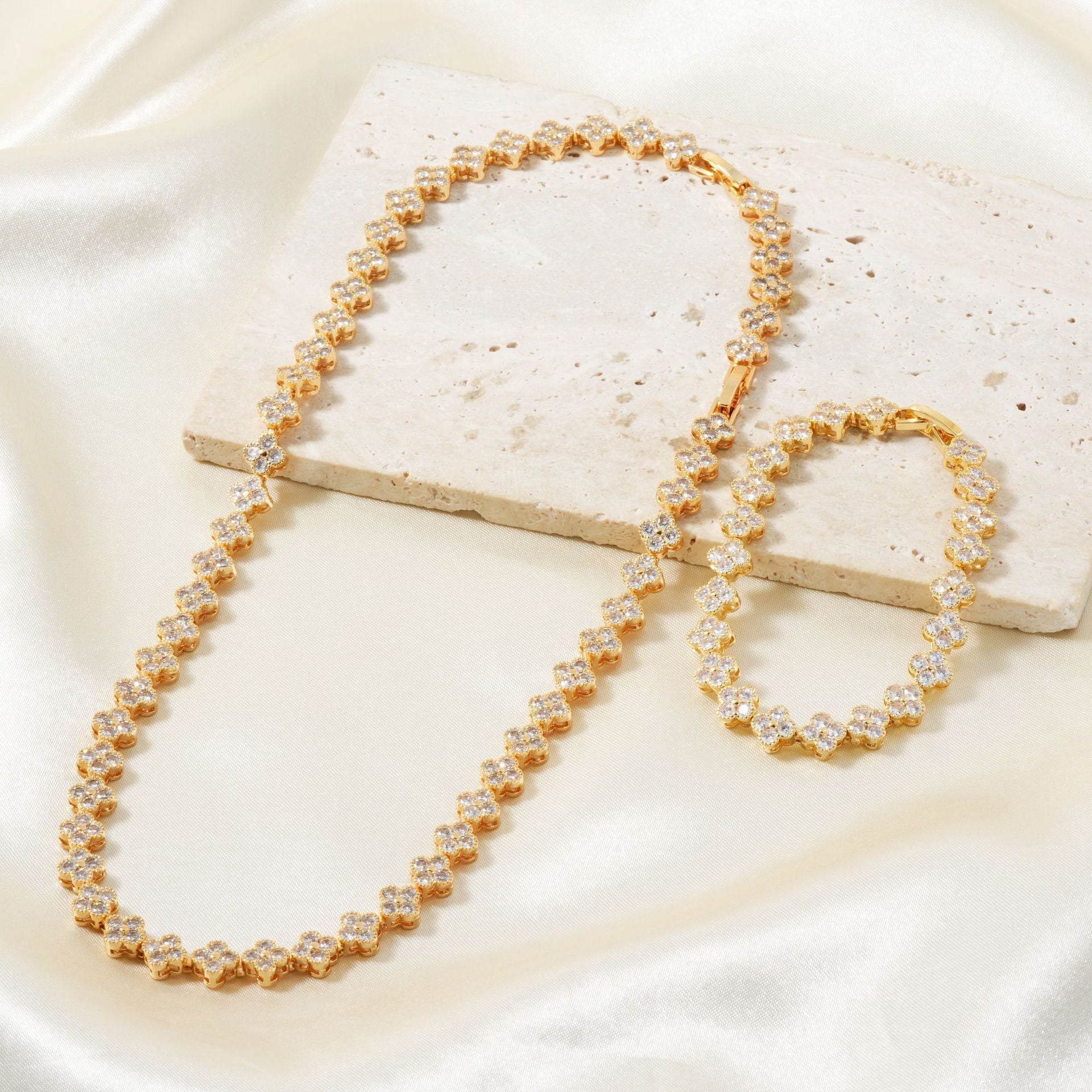 Colorful Clover Diamond Bracelet Necklace