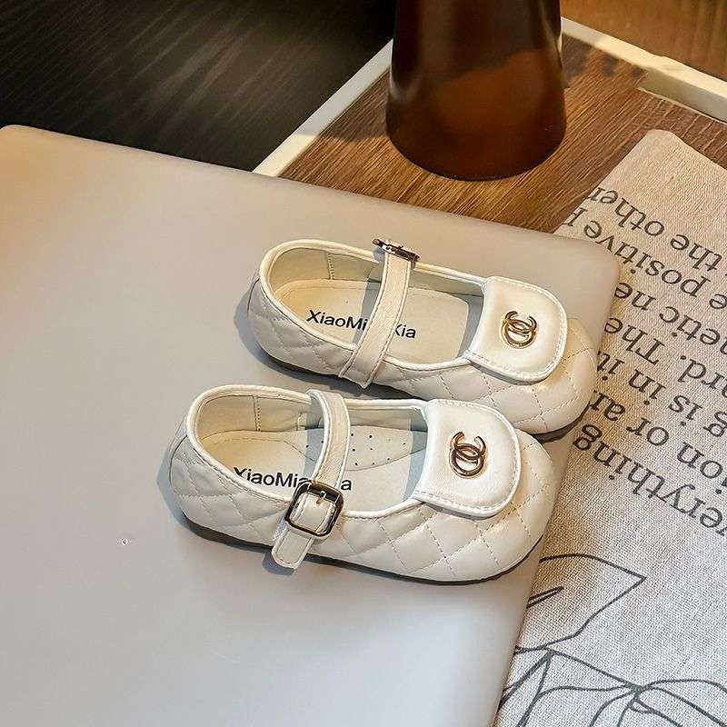 Chanel Kids Black Leather Flat