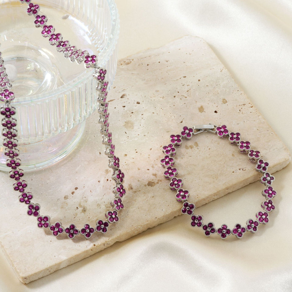 Colorful Clover Diamond Bracelet Necklace