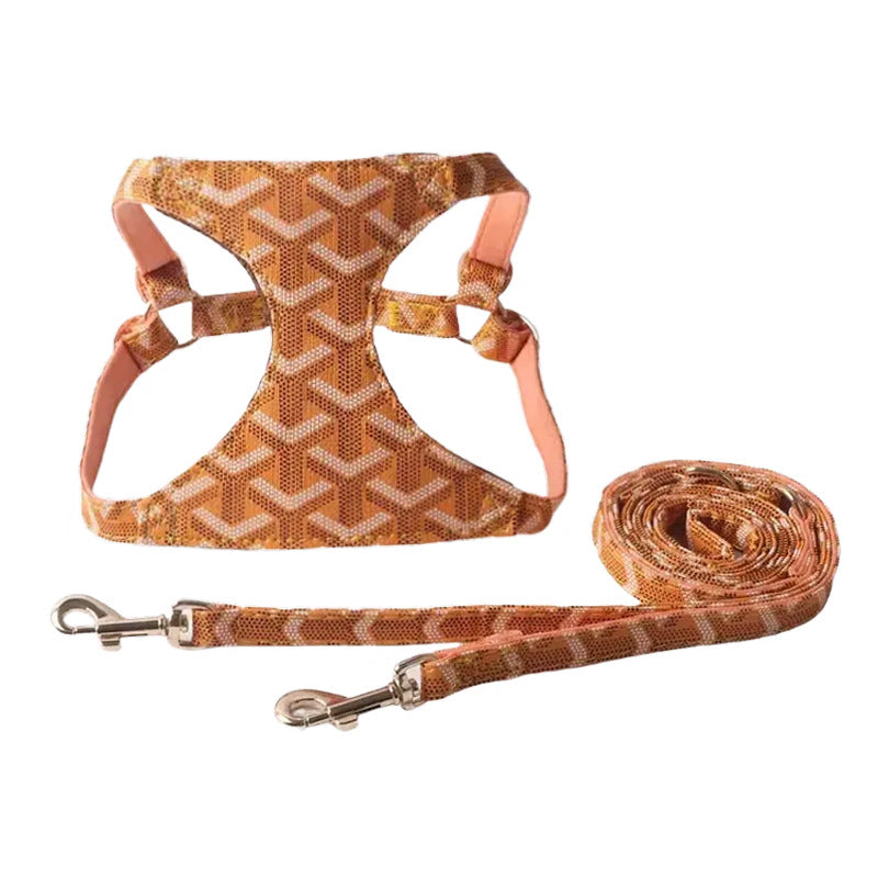 Goyard Pet Chest and Back Harness Leash Set