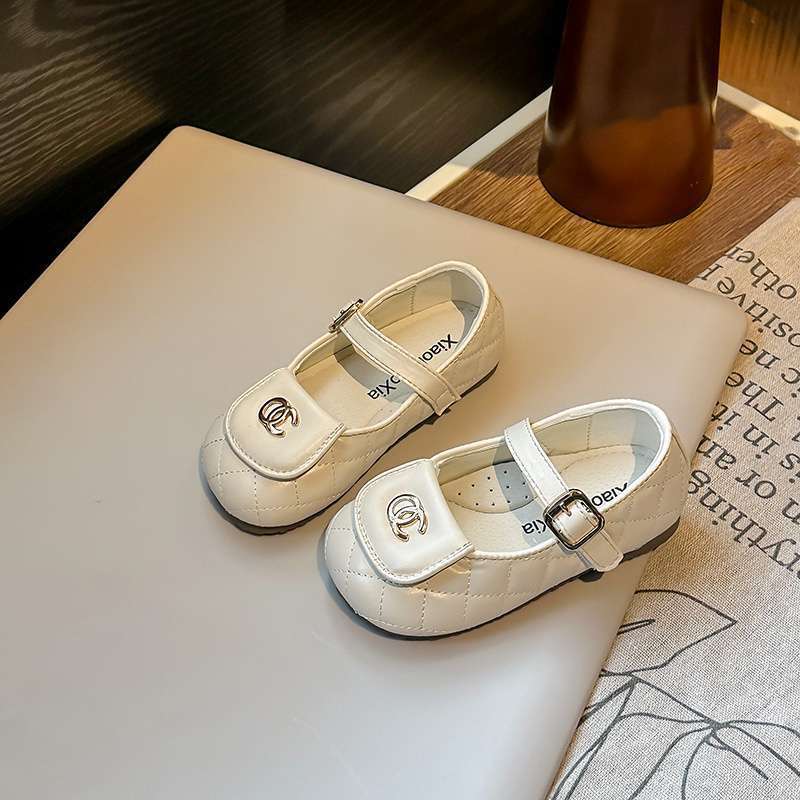 Chanel Kids Black Leather Flat