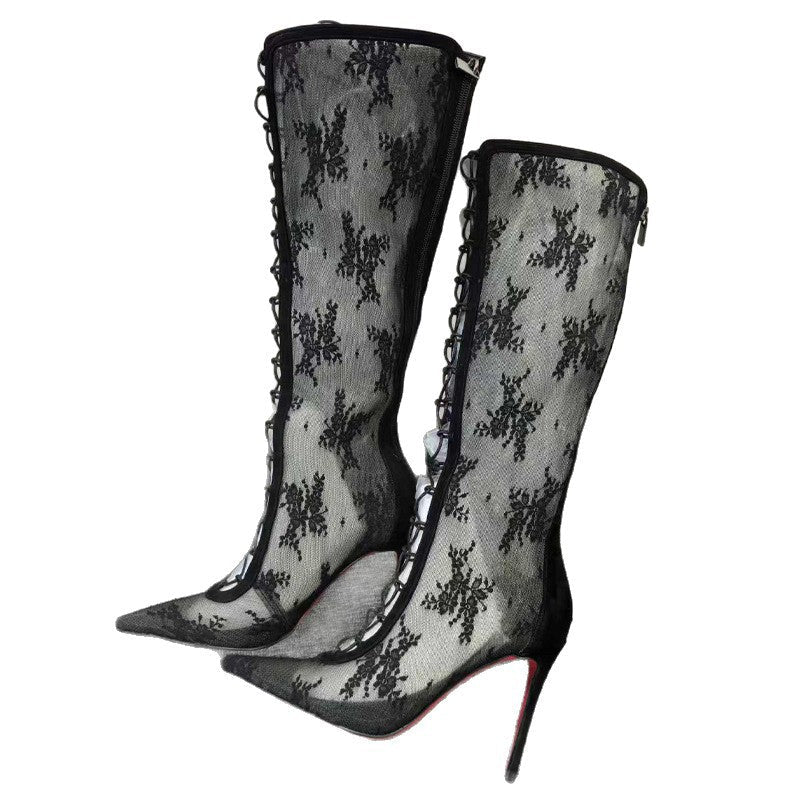 Christian Louboutin Black Lace Boots