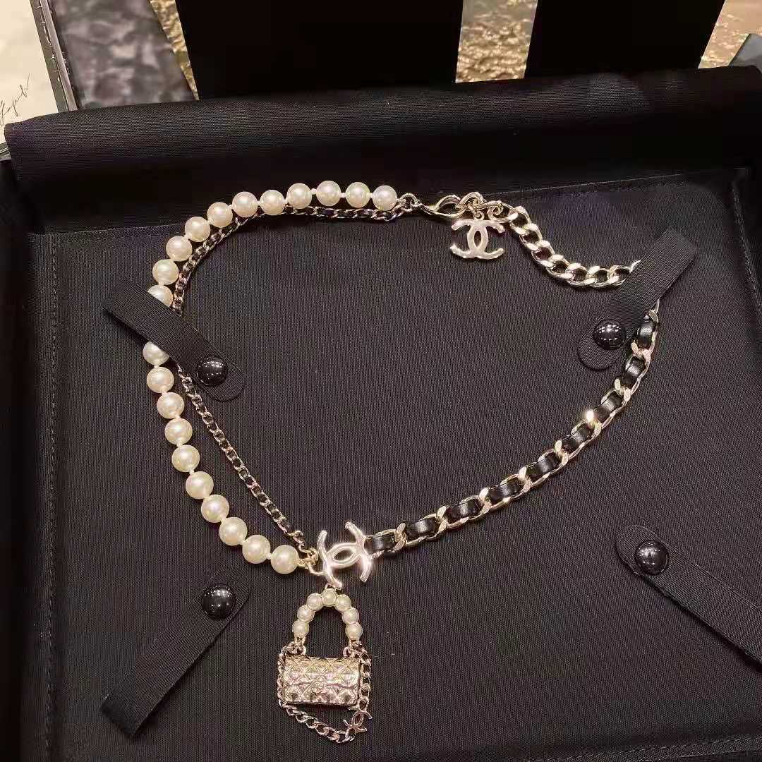 Chanel Leather Gold Bag Necklace