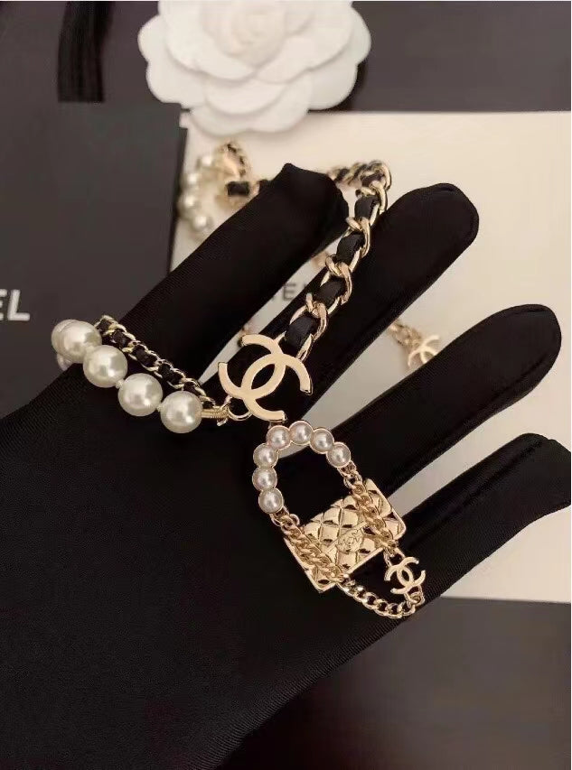 Chanel Leather Gold Bag Necklace