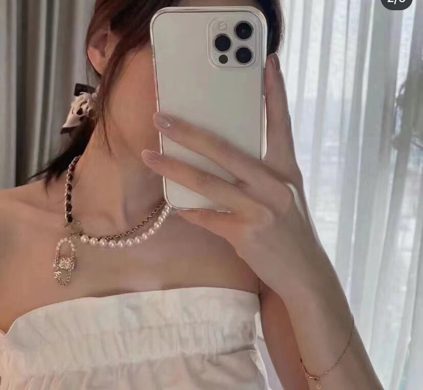Chanel Leather Gold Bag Necklace