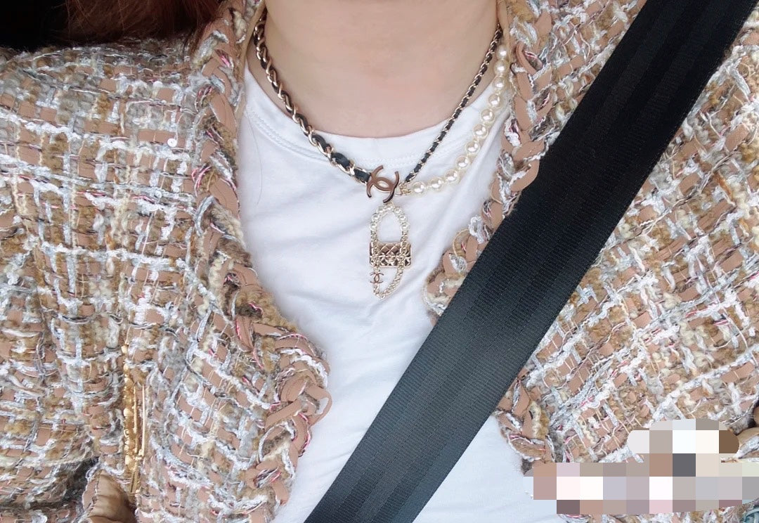 Chanel Leather Gold Bag Necklace