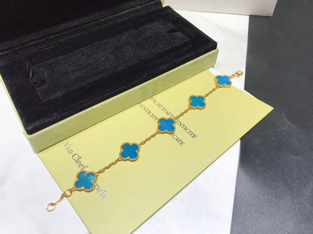 VCA Blue Clover Necklace Bracelet