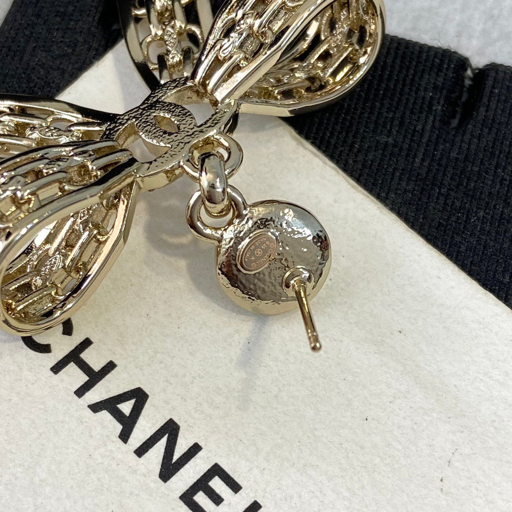 Chanel Gold Bowknot Earrings