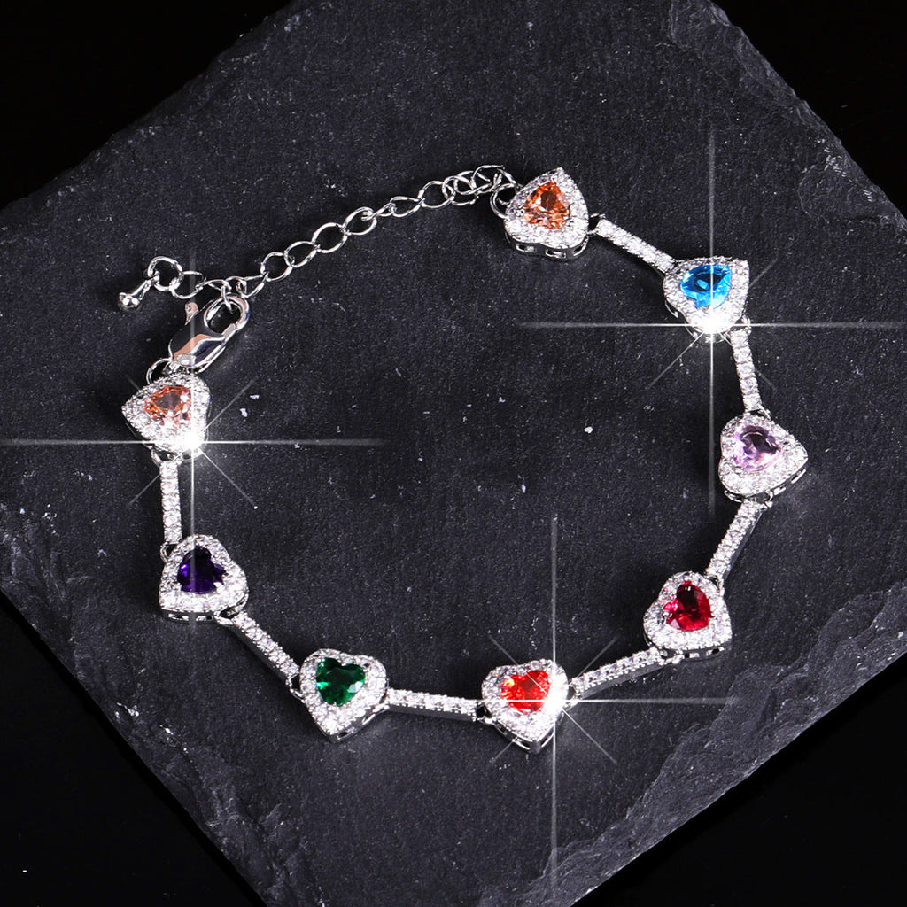 Colorful Heart Diamond Bracelet Necklace
