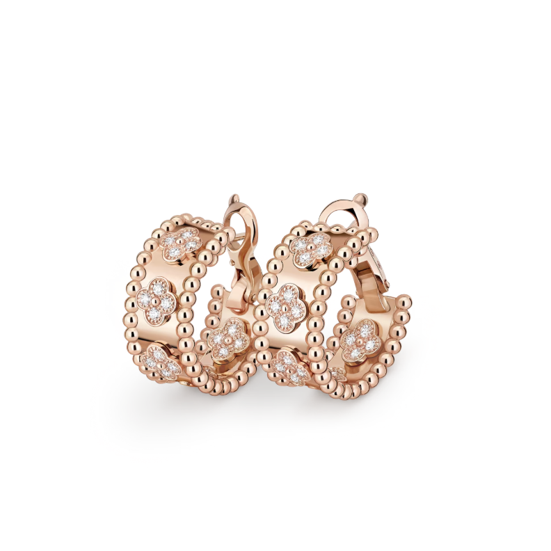 VCA Perlée clovers hoop earrings