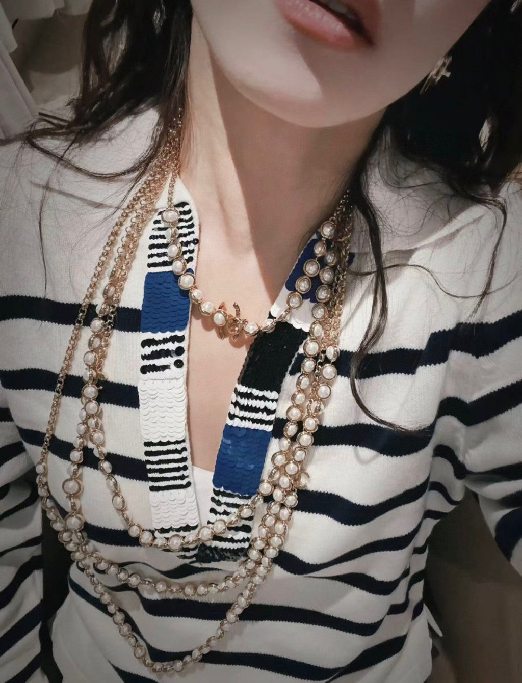 Chanel Gold Pearl Necklace