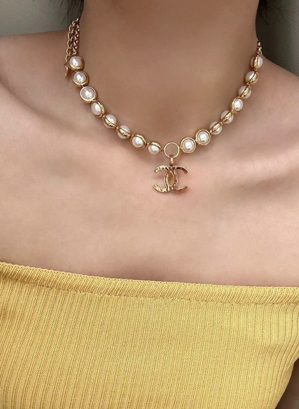 Chanel Gold Pearl Necklace