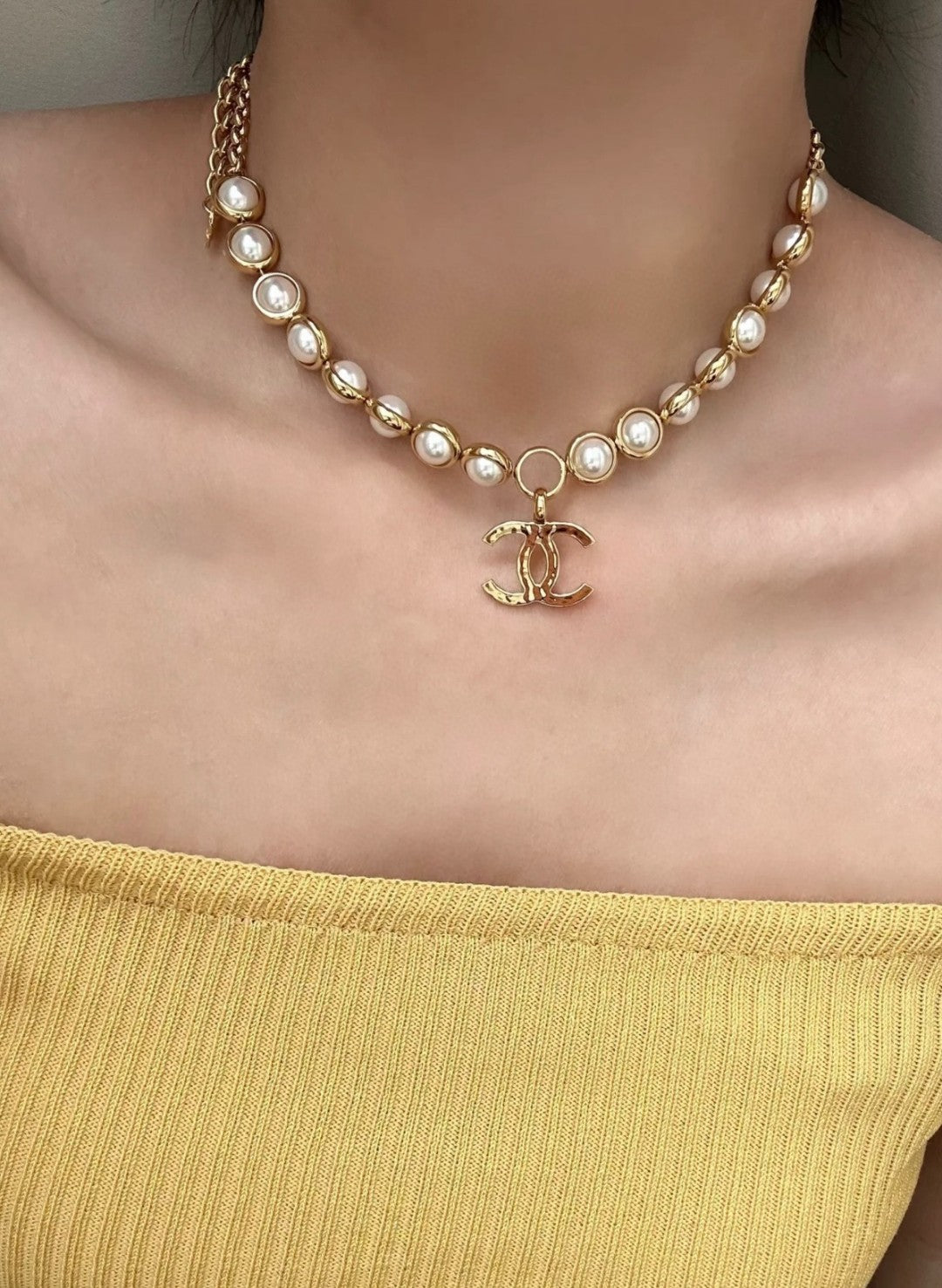 Chanel Gold Pearl Necklace