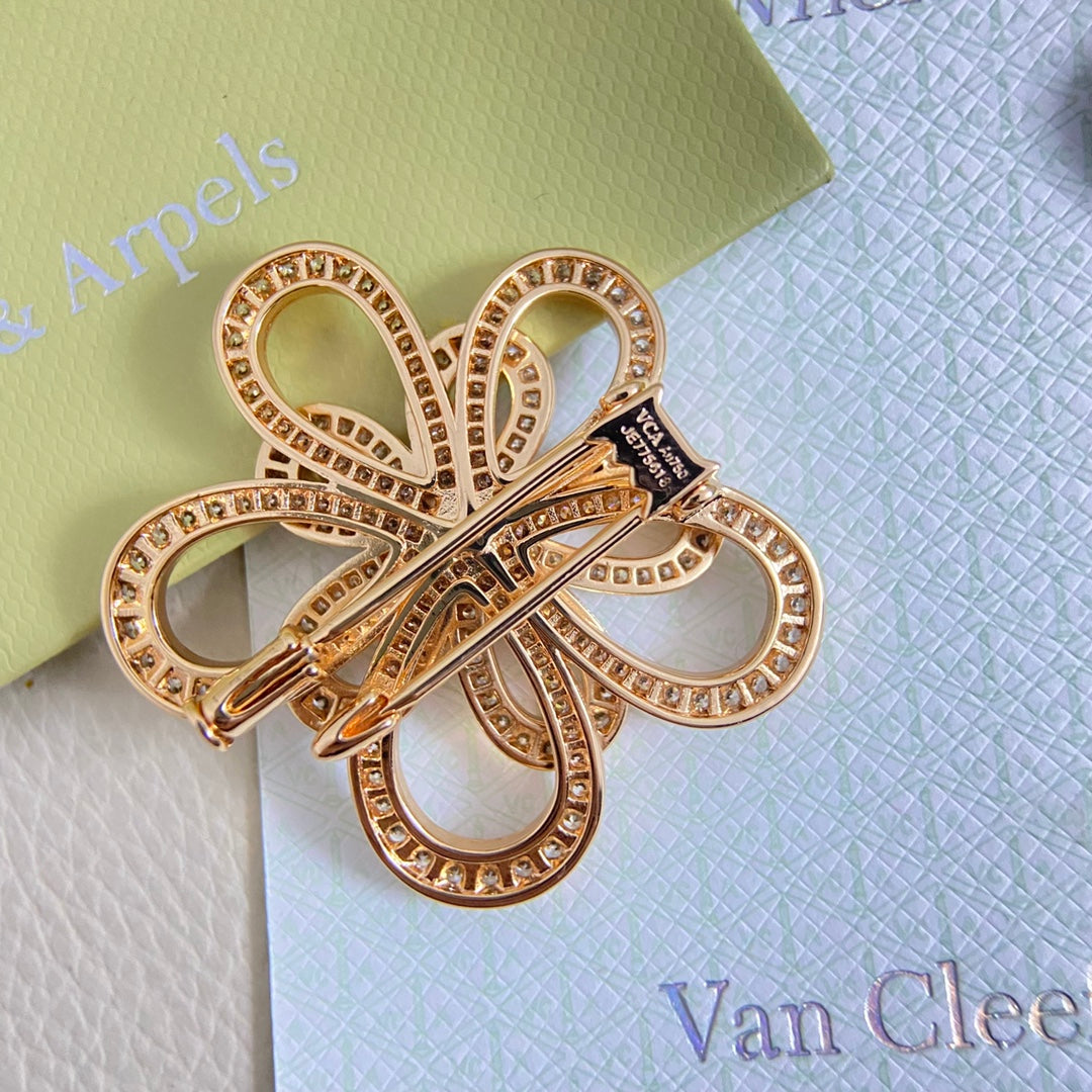 VCA Flower Brooch Necklace