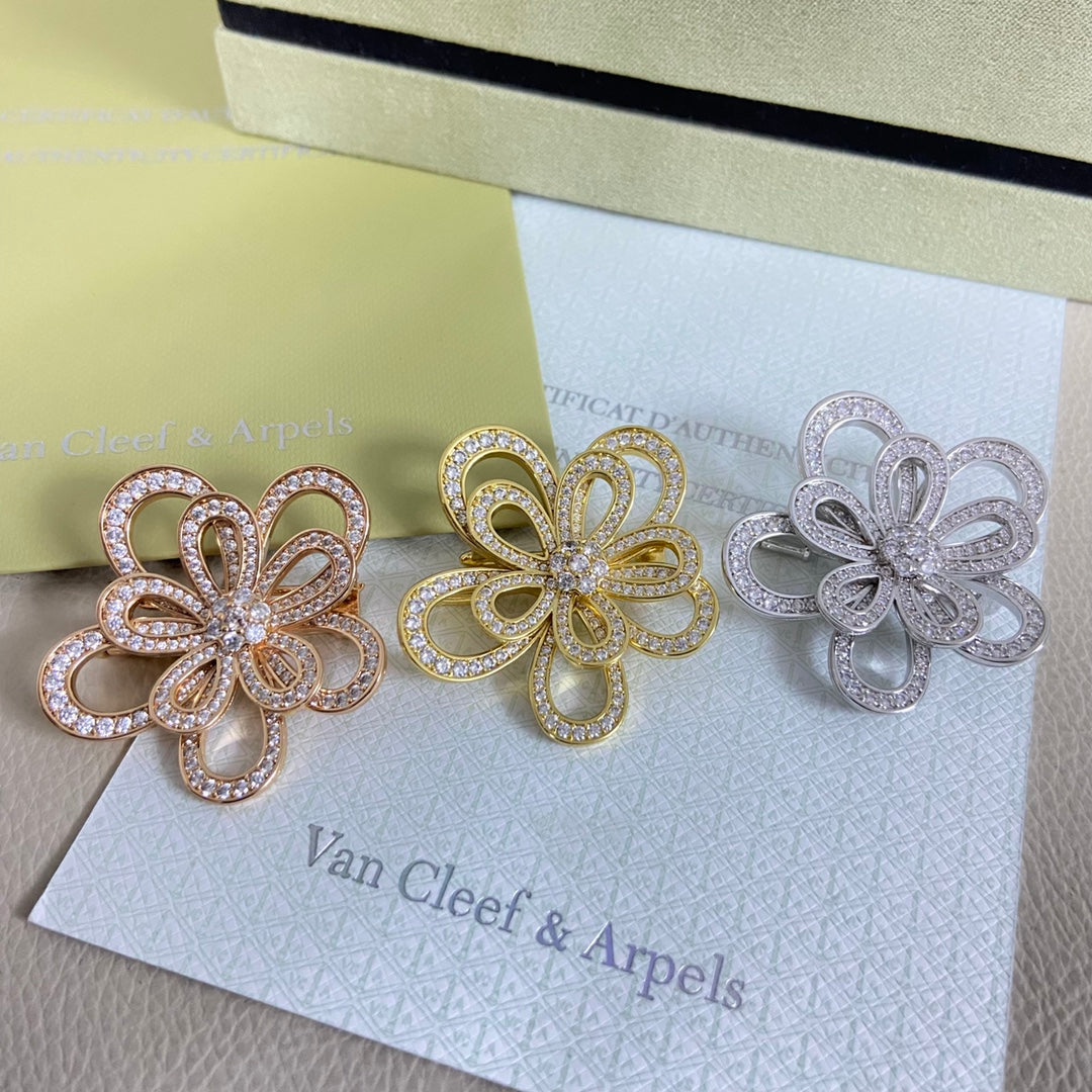 VCA Flower Brooch Necklace