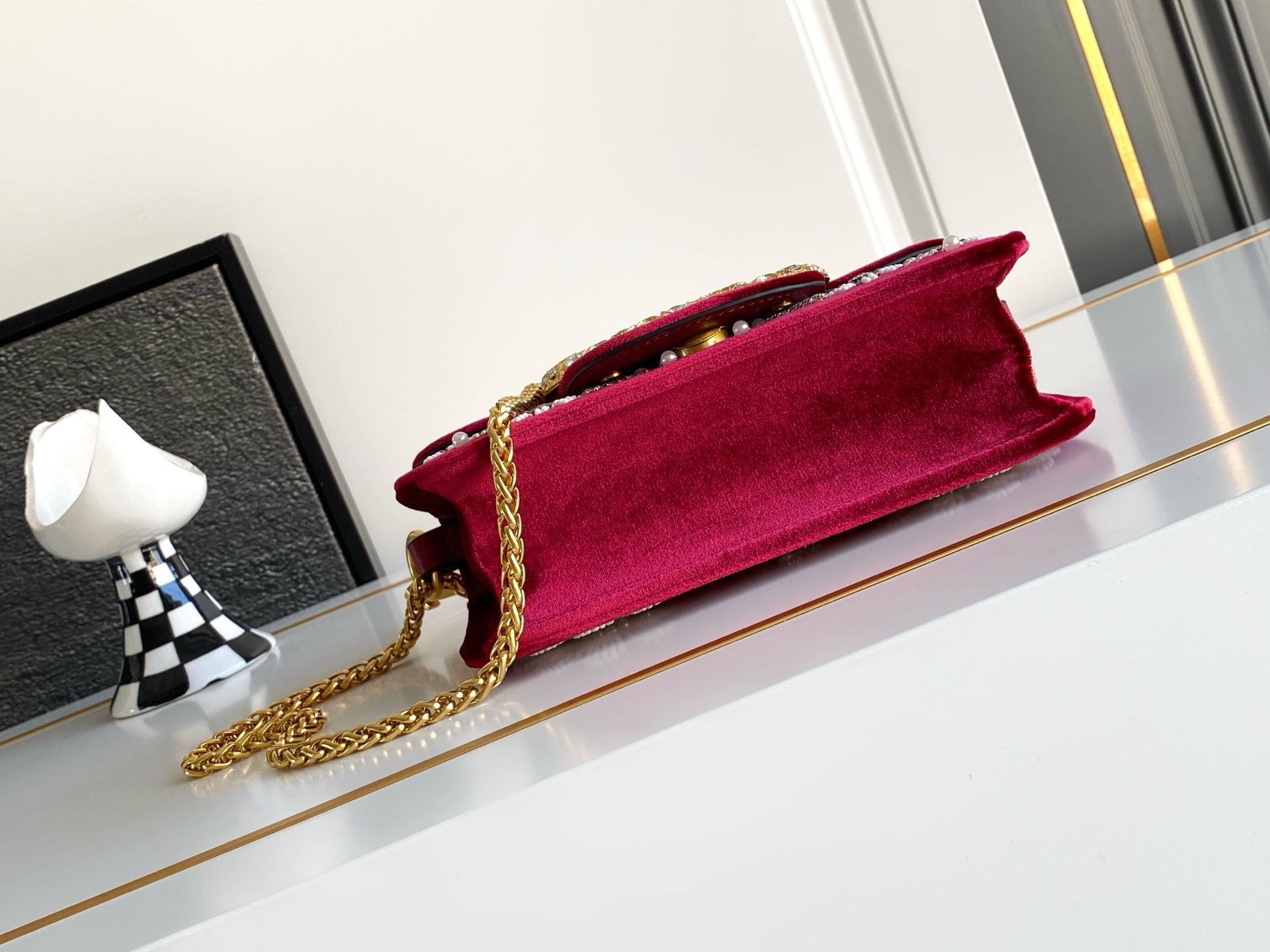 Valentino Red Velvet Handbag